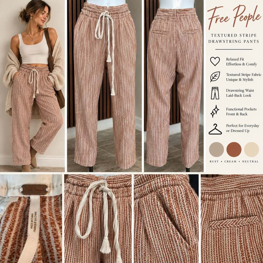 Free People Light At Sunrise Pants Brown Ivory Stripe